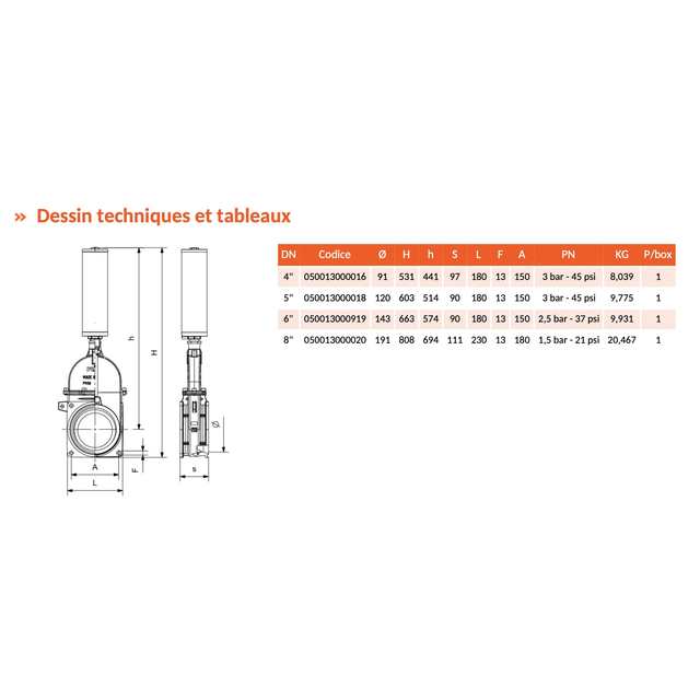 Vanne Laiton PERLA-RIV14 2BRIDES Verin Hyd. de 4'